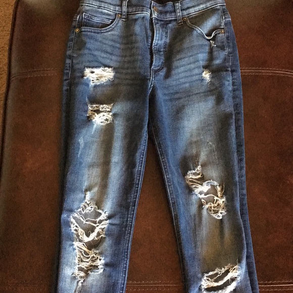 Express Ripped Ankle High Rise Jeans - Picture 2 of 16